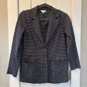 J. Jill Striped Blazer Button Jacket Long Sleeve Pockets Stretch XS Petite